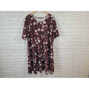 Jessica London Womens Dress 28W Plus Short Sleeve Casual Burgundy FLO149XE